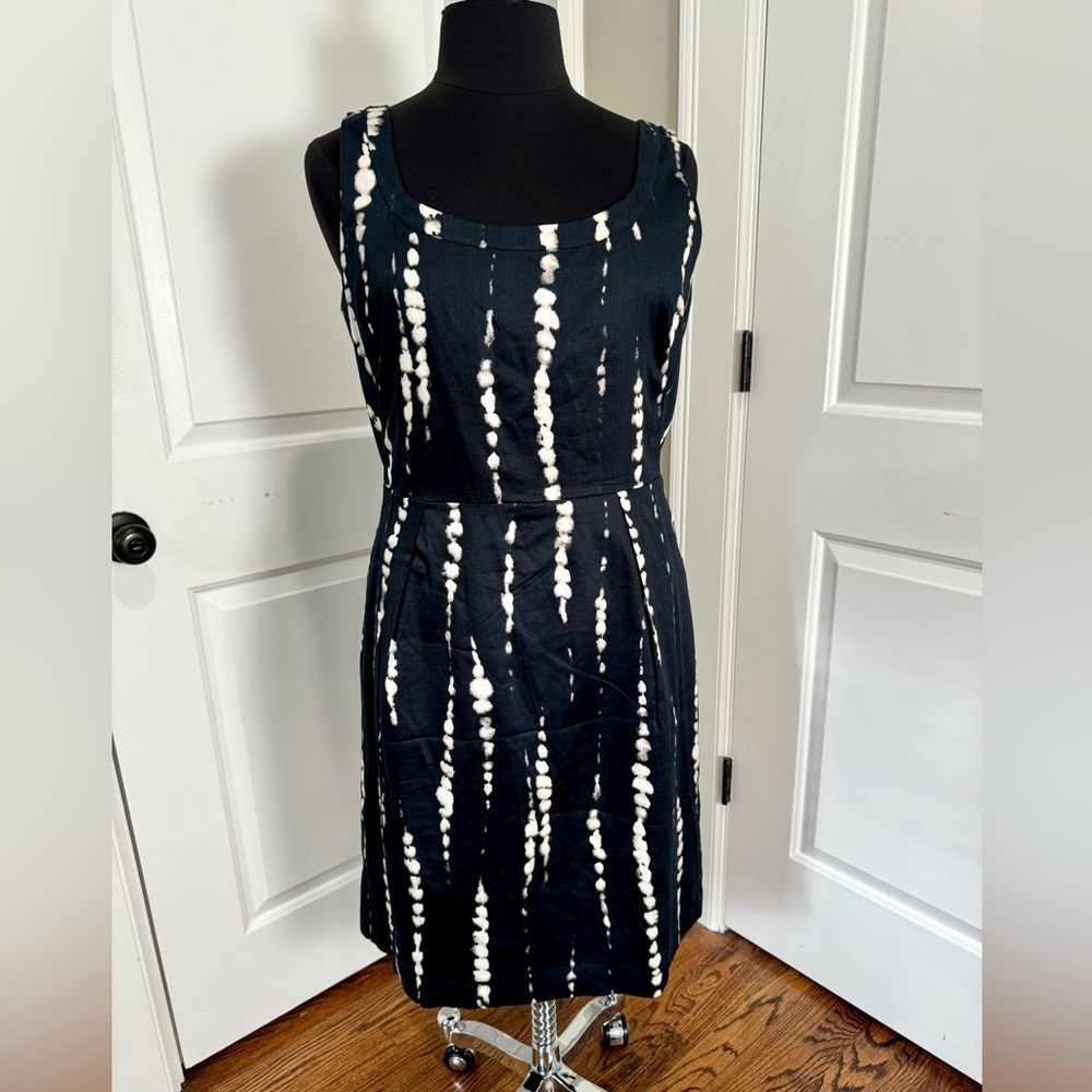 Ann Taylor Midi Dress Navy Dye Print, Size 18